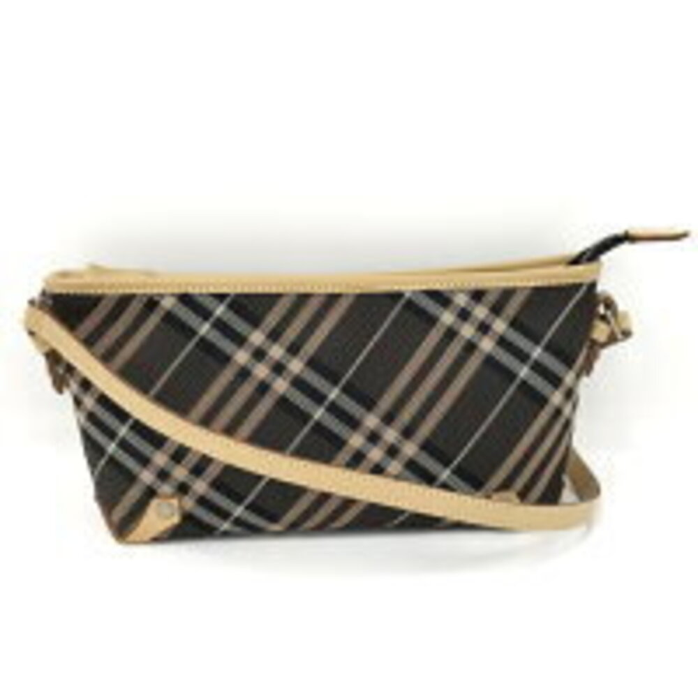 BURBERRY One Shoulder Hobo Bag Nova Check Canvas Black